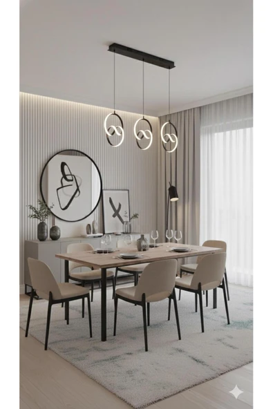 IŞILTI İMZA 3'LÜ YEMEK MASASI 3 RENK YANAR - Resim 3