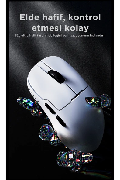 Coverzone Ajazz AJ159 NL Kablosuz Gaming Mouse – 3 Modlu Bağlantı, Ultra Düşük Gecikme, 61g Hafif - Resim 3