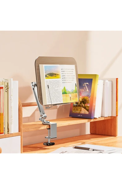 Coverzone Kitap Tutucu Stand Ayarlanabilir ve Tablet Standı 360° Döner Kollu Ergonomik Tasarım HR026 - Resim 8