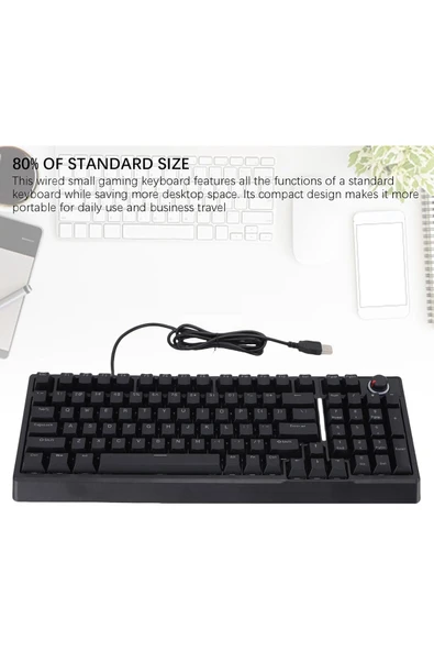 Coverzone Kompakt RGB Gaming Klavye – %80 Boyut, Sessiz Mekanik Hissiyat, Kablolu Plug & Play | G500X - Resim 8