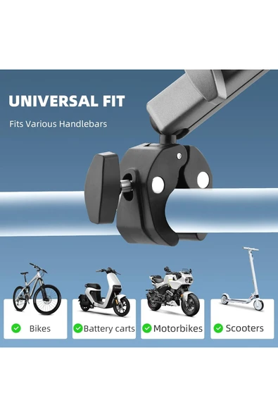 Coverzone Motosiklet ve Bisiklet İçin Kamera Montaj Kelepçesi GoPro Hero DJI Insta360 1/4 Vida Pocket 3 Uyumlu - Resim 4