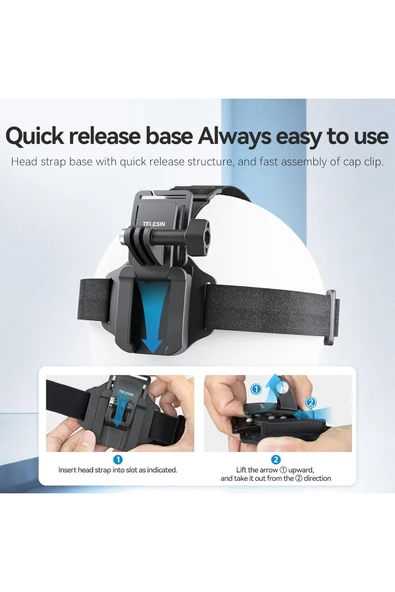 Coverzone Kafa Bandı Askısı Klips Montajı Bilek Askısı,Telefon ve Aksiyon Kamera Aksesuarı GoPro Hero - Resim 3
