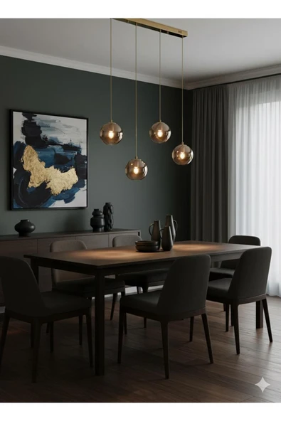 IŞILTI GLOP CAM YEMEK MASASI 4'LÜ - Resim 3