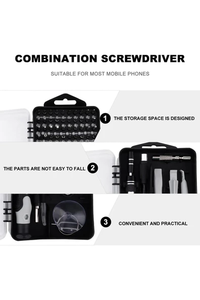 Coverzone 115 Parça Onarım Seti - Hassas Tornavida, Krom Vanadyum Çelik, Ergonomik Saplı Takım | TTS-115 - Resim 2