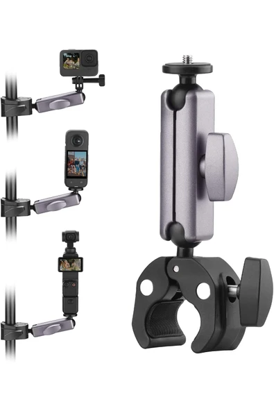 Coverzone Motosiklet ve Bisiklet İçin Kamera Montaj Kelepçesi GoPro Hero DJI Insta360 1/4 Vida Pocket 3 Uyumlu ürün görseli 1