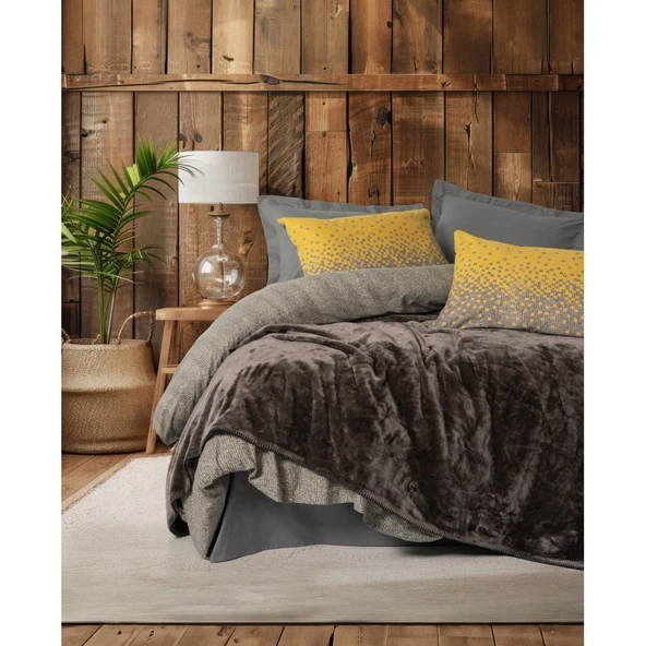 COTTON BOX OYSTER BATTANIYELI NEVRESIM TAKIMI CIFT KISILIK KAHVE ürün görseli 1