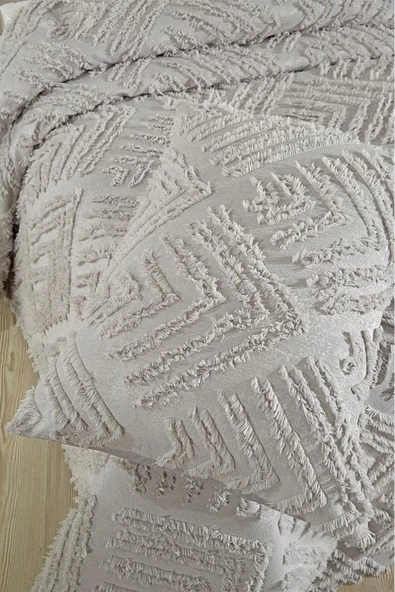 cs ilkim Cotton Collection Çift Kişilik Pike Takımı Vanilya ürün görseli 1