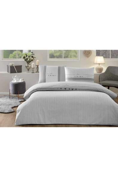 Özdilek Nevresim Takımı. Nev Çift Kişilik GRI HEARTBEAT (OZEL) ürün görseli 1