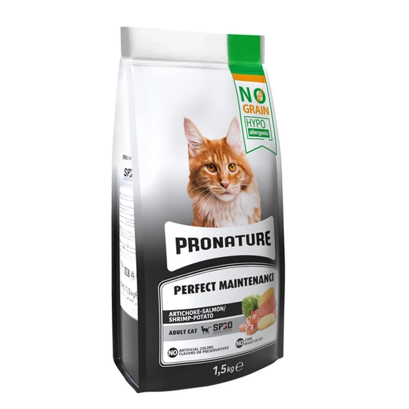 Pronature Hypo-Allergenic Tahılsız Somonlu Karidesli Yetişkin Kedi Maması  Yetişkin (1 - 7 Yaş) Hayır 1.5 Kg ürün görseli 1