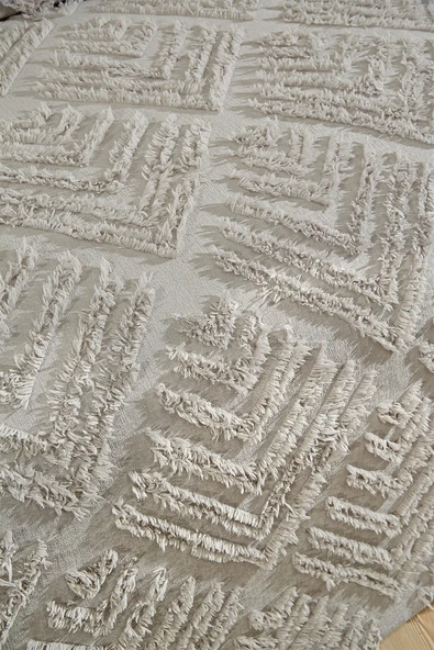 cs ilkim Cotton Collection Çift Kişilik Pike Takımı Vanilya - Resim 4