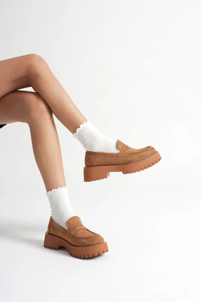 Rion Kadın Günlük Taba Süet Ayakkabı - Resim 3