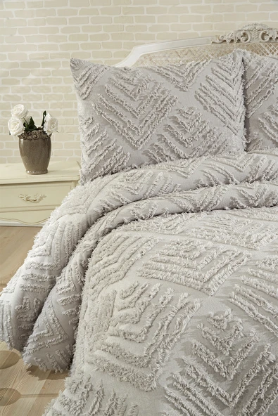 cs ilkim Cotton Collection Çift Kişilik Pike Takımı Vanilya - Resim 3