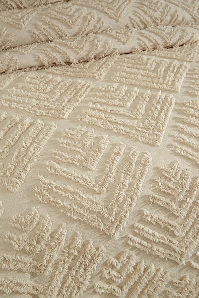 cs ilkim Cotton Collection Çift Kişilik Pike Takımı Vanilya - Resim 4