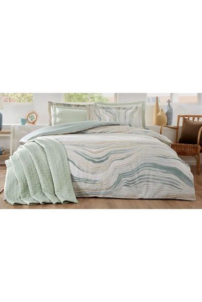Özdilek Özdilek Natural Marble Çift Kişilik Yatak Örtülü Nevresim Takımı - Resim 4