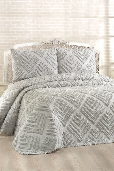 cs ilkim Cotton Collection Çift Kişilik Pike Takımı Vanilya - Resim 2