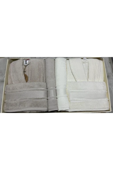 Özdilek Colourist Aile Bornoz Seti Bej - Krem ürün görseli 1