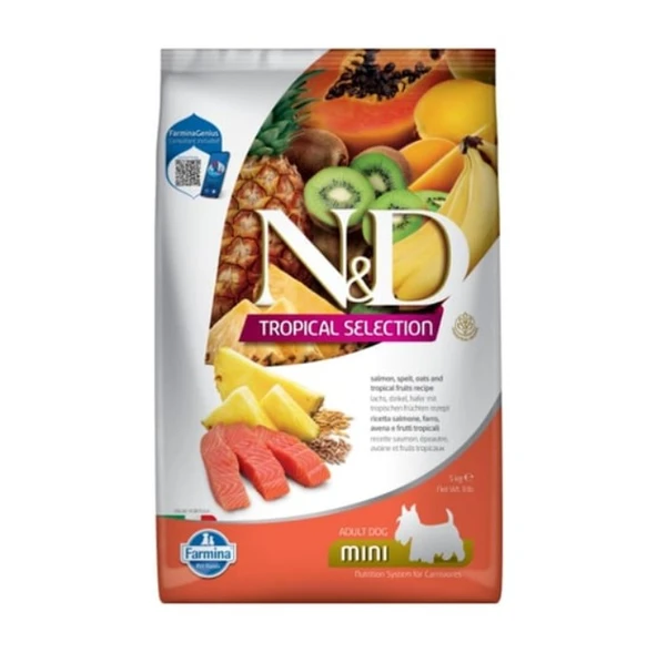 N&D Tropical Selection Somonlu ve Tropikal Meyveli Mini Irk Yetişkin Köpek Maması 5 Kg ürün görseli 1
