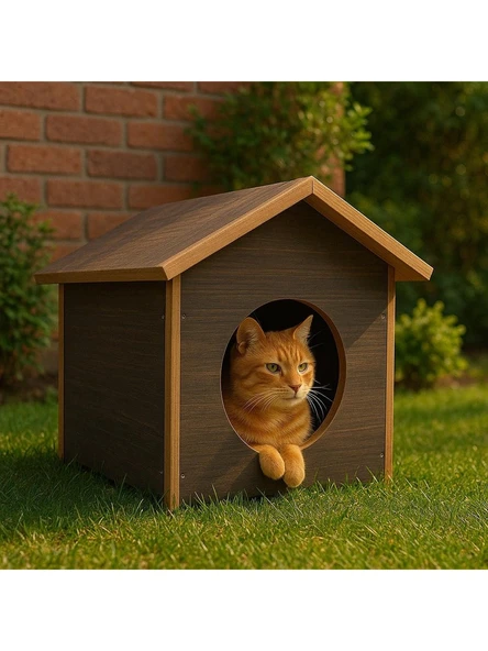 Sokak Hayvanlarına Dış Mekan Yağmura Soğuğa Dayanıklı Çatılı Kedi Evi ürün görseli 1