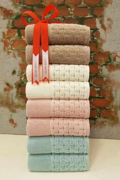 Özdilek Adria Havlu 8'li - Kahve Krem Pembe Mint ürün görseli 1