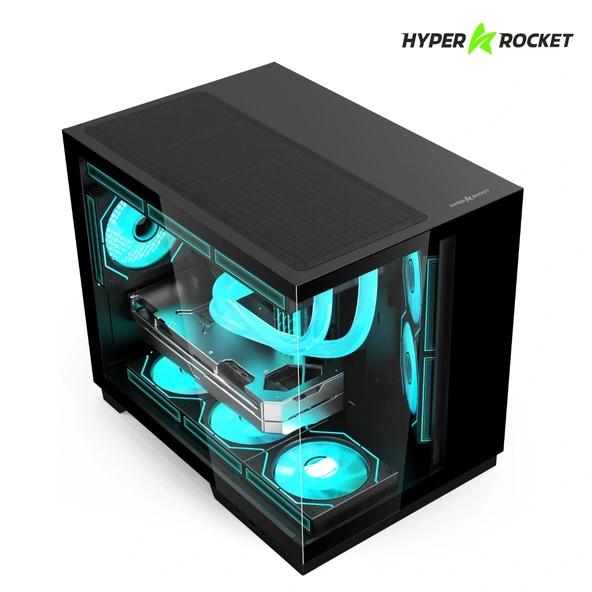 Hyper Rocket V332 BLK Micro-ATX Gaming Siyah Oyuncu Kasası + 650W PSU - Resim 4