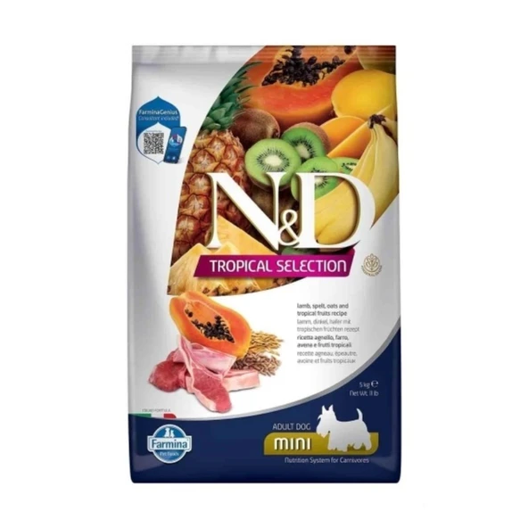 N&D Tropical Selection Adult Kuzu Etli ve Tropikal Meyveli Mini Irk Yetişkin Köpek Maması 5 Kg ürün görseli 1