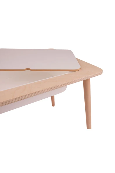 Montessori Çocuk Ahşap Oyun Etkinlik Çalışma Masası, Saklama Alanlı - Resim 5