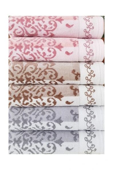 Özdilek Pudra - Kahve - Gri  Emily Havlu 6'lı ürün görseli 1