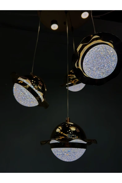 Bohem Aydınlatma Bohem Avize Şapkalı 3+1 Sarkıt Model Modern Avize 3 Renk LED Beyaz/Sarı/Gün ışığı - Resim 2