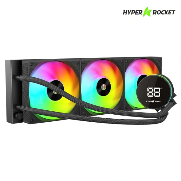 Hyper Rocket 360MM ARGB WL360YN Siyah Sıcaklık Göstergeli İşlemci Sıvı Soğutucu ürün görseli 1