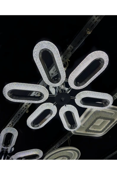 Bohem Aydınlatma Bohem Avize 6lı ElipsPlafonyer 3 Renk LED Modern Avize Beyaz/Sarı/Gün ışığı - Resim 3