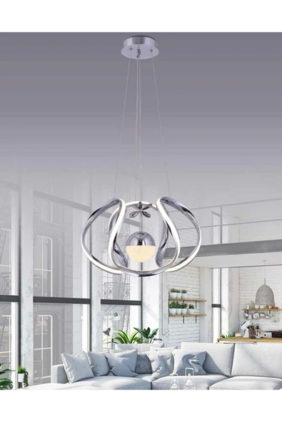 Bohem Aydınlatma BOHEM AYDINLATMA  3 Renk ( Sarı Beyaz Ve Gün Işığı ) Krom led avize ürün görseli 1