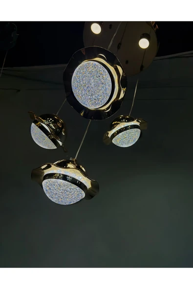 Bohem Aydınlatma Bohem Avize Şapkalı 3+1 Sarkıt Model Modern Avize 3 Renk LED Beyaz/Sarı/Gün ışığı - Resim 4