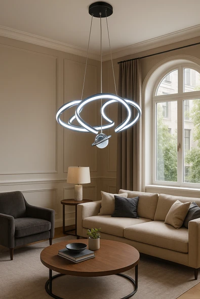 Bohem Aydınlatma Şapkalı Helezyon Avize 3 renk Led Gün ışığı/Beyaz/Sarı ürün görseli 1