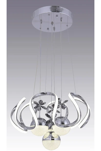 Bohem Aydınlatma MAXİ 4 LÜ  3 Renk ( Sarı Beyaz Ve Gün Işığı ) Krom LED AVİZE ürün görseli 1