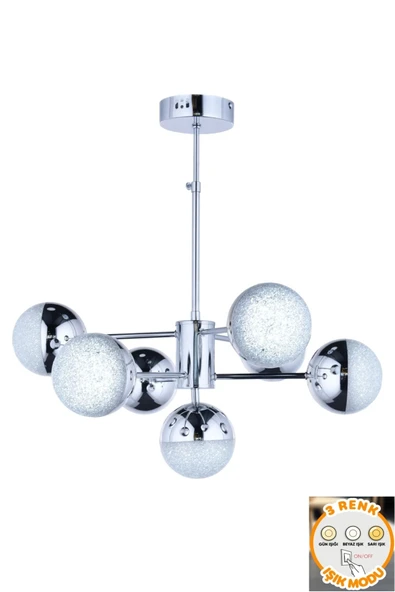 Bohem Aydınlatma 7 toplu solona 3 renk ledli krom salon avizesi trend modeller ledli avizeler ürün görseli 1