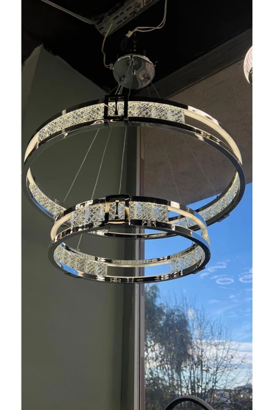 Bohem Aydınlatma LQ-134-KROM Model Lüks ve Modern Avize 3 renk Led mevcuttur Beyaz/Sarı/Gün ışığı - Resim 4