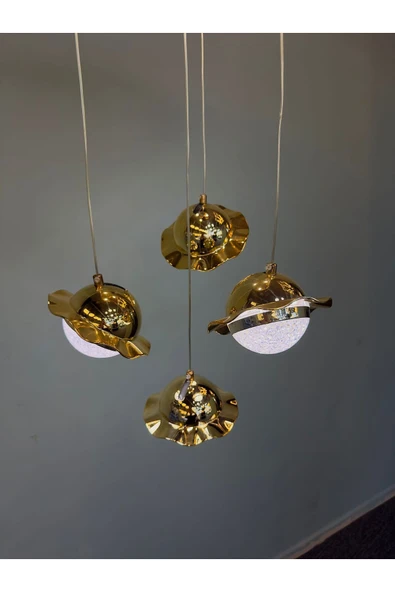 Bohem Aydınlatma Bohem Avize Şapkalı 3+1 Sarkıt Model Modern Avize 3 Renk LED Beyaz/Sarı/Gün ışığı - Resim 7