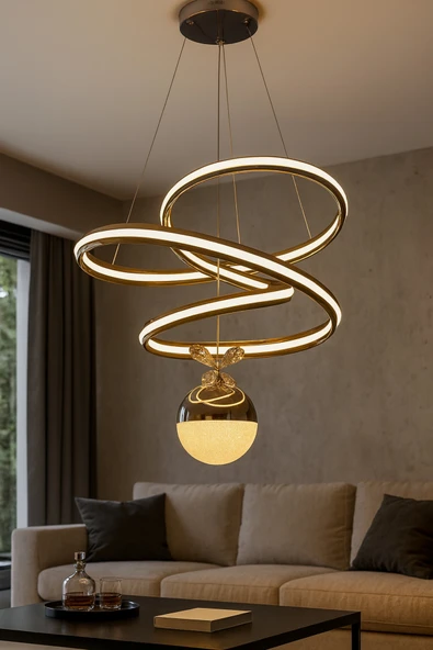 Bohem Aydınlatma Bohem Avize Büyük Kaos Tek Top Model 3renk LED Modern Avize ürün görseli 1