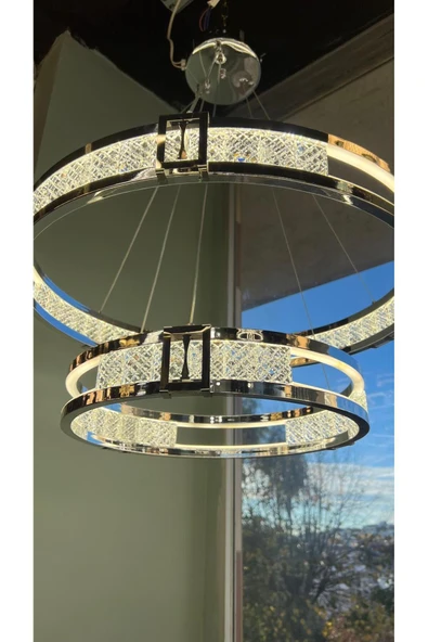 Bohem Aydınlatma LQ-134-KROM Model Lüks ve Modern Avize 3 renk Led mevcuttur Beyaz/Sarı/Gün ışığı - Resim 3