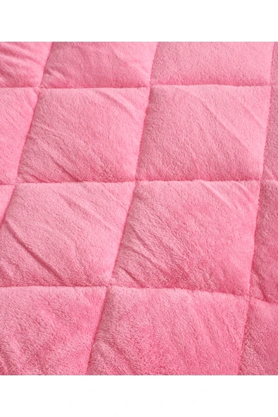 cs ilkim "HEDİYELİ" Tek Kişilik Lüx Pembe Welsoft Yorgan Çift Taraflı 155x215 - Resim 5