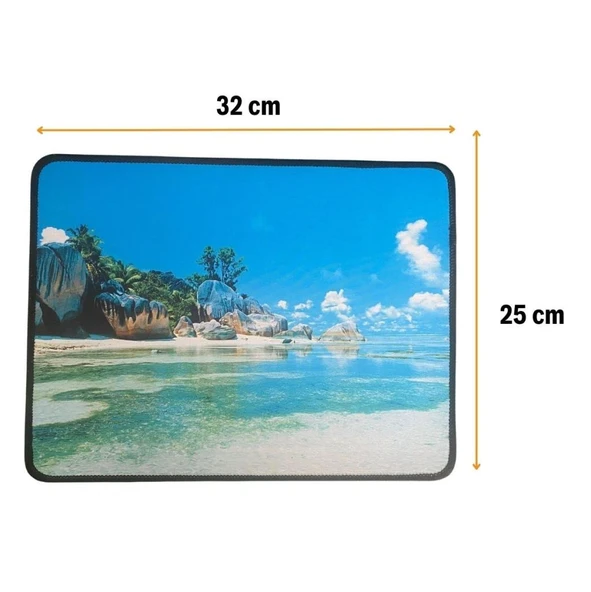 OLLEVRA 25x32 cm Küçük Boy Mouse Pad Manzara Ada - Resim 5