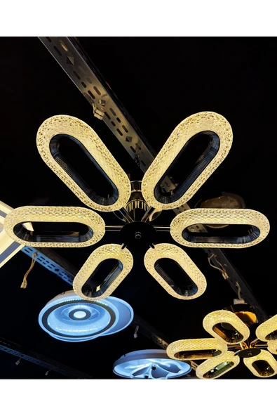 Bohem Aydınlatma Bohem Avize 6lı ElipsPlafonyer 3 Renk LED Modern Avize Beyaz/Sarı/Gün ışığı - Resim 4