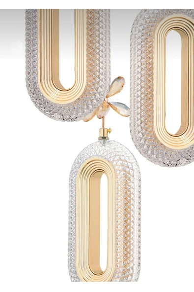 Bohem Aydınlatma BOHEM AYDINLATMA  ELİPS 3 LÜ SARKIT LED AVİZE GOLD sarkıt salon avizeleri ürün görseli 1