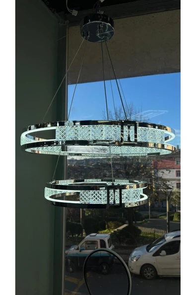 Bohem Aydınlatma LQ-134-KROM Model Lüks ve Modern Avize 3 renk Led mevcuttur Beyaz/Sarı/Gün ışığı - Resim 2