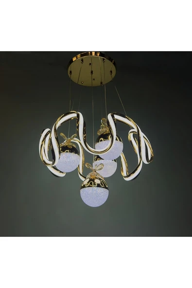 Bohem Aydınlatma GOLD ÇİFT ŞERİT MAXİ 4 top 3 renk led avize - Resim 8