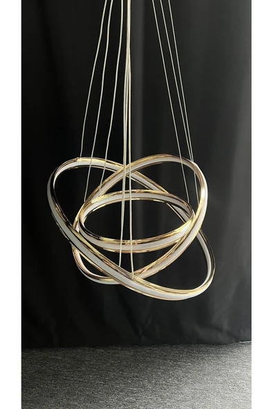 Bohem Aydınlatma 3Lü Halka Çember Avize 3 Renk Led Beyaz/Gün ışığı/Sarı - Resim 7