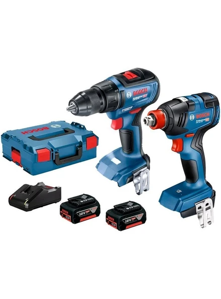 Bosch GSR 18V-50 Akülü Vidalama + GDX 18V-200 Akülü Somun Sıkma + 2x4.0Ah Akü + Akü Şarjı ürün görseli 1