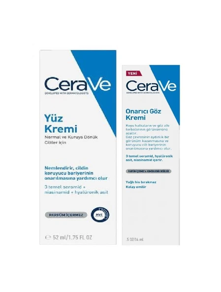 Cerave Yüz Kremi 52 Ml + Onarıcı Göz Kremi 14 Ml ürün görseli 1