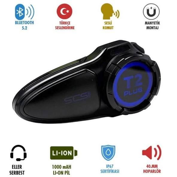 SCS T2 PLUS BLUETOOTH VE INTERCOM ürün görseli 1