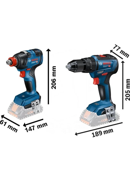 Bosch GSR 18V-50 Akülü Vidalama + GDX 18V-200 Akülü Somun Sıkma + 2x4.0Ah Akü + Akü Şarjı - Resim 3